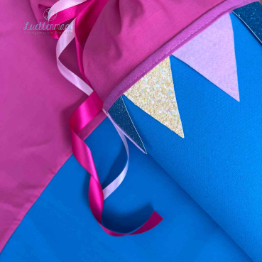 Stoffhülle für Schultüte 70cm fertiger Zuschnitt türkis pink gelb